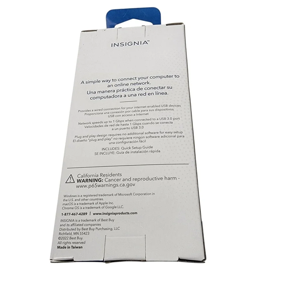 INSIGNIA USB 30 to Ethernet Adapter 1 Gbps for‎ Laptops Desktops Windows l